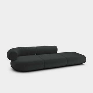 Dark Grey Kvadrat Melange Nap Wool / 3-Seater Left Open Modular Sofa / Kvadrat Melange Nap - Dark Grey (0191)