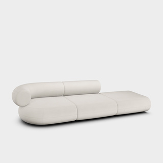 Coconut Linara Linen / 3-Seater Left Open Modular Sofa / Linara - Coconut (138)