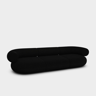 Black Kvadrat Hallingdal 65 Wool Blend / 3-Seater Modular Sofa / Kvadrat Hallingdal 65 - Black (0190)