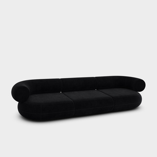 Black Kvadrat Gentle Velvet / 3-Seater Modular Sofa / Kvadrat Gentle - Black (0193)