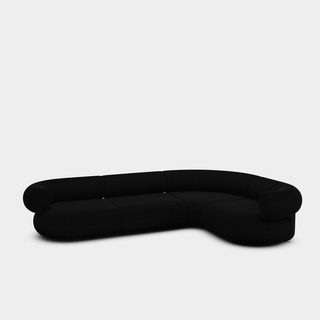 Black Kvadrat Hallingdal 65 Wool Blend / 4-Seater Right Corner Modular Sofa / Kvadrat Hallingdal 65 - Black (0190)
