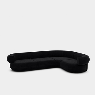 Black Kvadrat Gentle Velvet / 4-Seater Right Corner Modular Sofa / Kvadrat Gentle - Black (0193)
