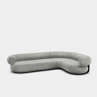 Silver Royal Velvet / 4-Seater Right Corner Modular Sofa / Royal - Silver (125)
