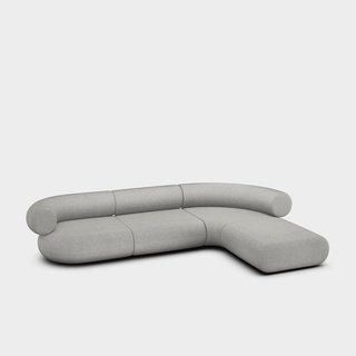 Light Grey Kvadrat Hallingdal 65 Wool Blend / 4-Seater Right Lounge Corner Modular Sofa / Kvadrat Hallingdal 65 - Light Grey (0110)