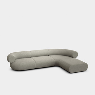 Grey White Kvadrat Elle Boucle / 4-Seater Right Lounge Corner Modular Sofa / Kvadrat Elle - Grey White (0230)