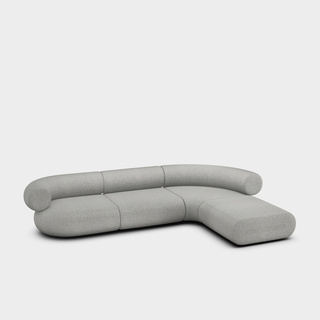 Light Grey Kvadrat Divina Melange Wool / 4-Seater Right Lounge Corner Modular Sofa / Kvadrat Divina Melange - Light Grey (0120)