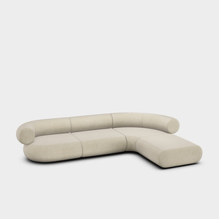 Pearl Royal Velvet / 4-Seater Right Lounge Corner Modular Sofa / Royal - Pearl (106)