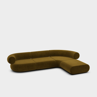 Forest Royal Velvet / 4-Seater Right Lounge Corner Modular Sofa / Royal - Forest (0162)