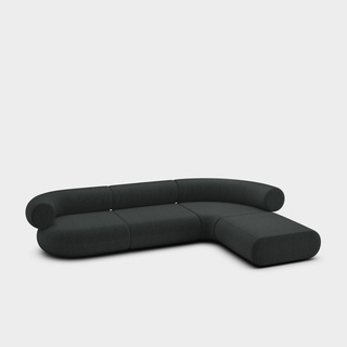 Dark Grey Kvadrat Melange Nap Wool / 4-Seater Right Lounge Corner Modular Sofa / Kvadrat Melange Nap - Dark Grey (0191)