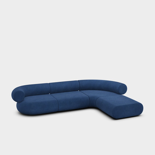 Indigo Linara Linen / 4-Seater Right Lounge Corner Modular Sofa / Linara - Indigo (30)