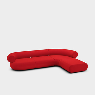 Orange Red Kvadrat Hero 2 Wool / 4-Seater Right Lounge Corner Modular Sofa / Kvadrat Hero 2 - Orange Red (0552)
