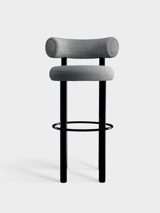 Polished Black Steel & Kvadrat Hallingdal 65 Grey 0116 / 75cm / Kvadrat Hallingdal 65 - Grey (0116)