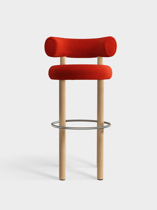 Brushed Natural Wood & Orange Kvadrat Hallingdal 65 Wool Blend / 75cm / Kvadrat Hallingdal 65 - Orange (0600)