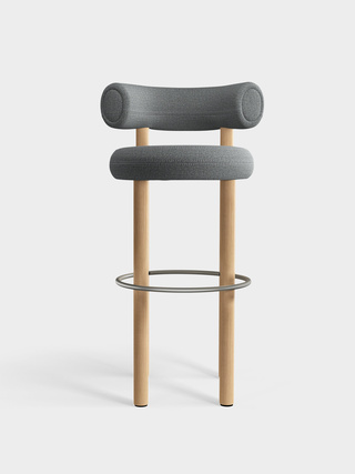 Brushed Natural Wood & Mid Grey Kvadrat Hallingdal 65 Wool Blend / 75cm / Kvadrat Hallingdal 65 - Mid Grey (0130)