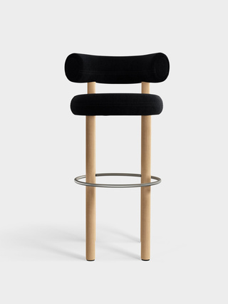 Brushed Natural Wood & Black Kvadrat Gentle Velvet / 75cm / Kvadrat Gentle - Black (0193)