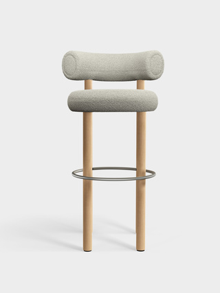 Brushed Natural Wood & Grey White Kvadrat Elle Boucle / 75cm / Kvadrat Elle - Grey White (0230)