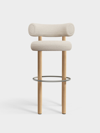 Brushed Natural Wood & Bright White Kvadrat Elle Boucle / 75cm / Kvadrat Elle - Bright White (0200)