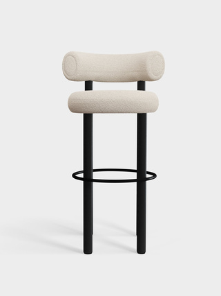 Black Wood & Bright White Kvadrat Elle Boucle / 75cm / Kvadrat Elle - Bright White (0200)