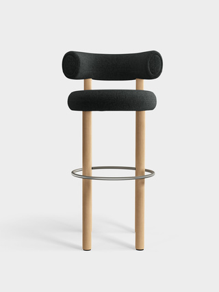 Brushed Natural Wood & Dark Grey Kvadrat Melange Nap Wool / 75cm / Kvadrat Melange Nap - Dark Grey (0191)