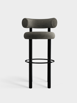 Polished Black Steel & Grey Kvadrat Melange Nap Wool / 75cm / Kvadrat Melange Nap - Grey (111)
