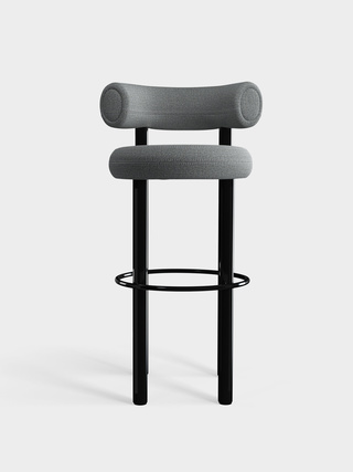 Polished Black Steel & Mid Grey Kvadrat Hallingdal 65 Wool Blend / 75cm / Kvadrat Hallingdal 65 - Mid Grey (0130)