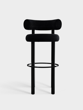 Polished Black Steel & Black Kvadrat Gentle Velvet / 75cm / Kvadrat Gentle - Black (0193)