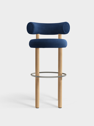 Brushed Natural Wood & Indigo Linara Linen / 75cm / Linara - Indigo (30)
