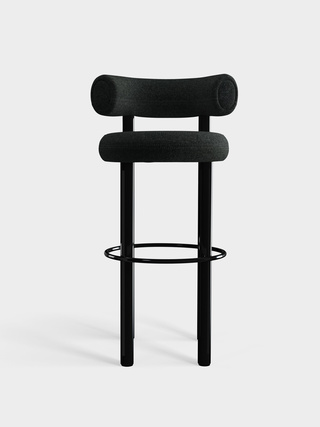 Polished Black Steel & Dark Grey Kvadrat Divina Melange Wool / 75cm / Kvadrat Divina Melange - Dark Grey (180)