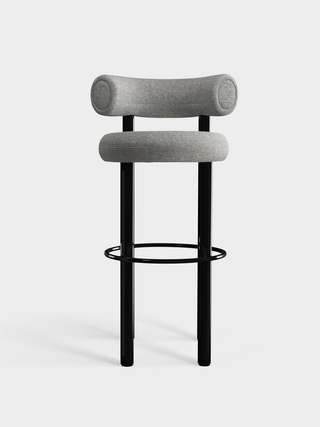 Polished Black Steel & Light Grey Kvadrat Divina Melange Wool / 75cm / Kvadrat Divina Melange - Light Grey (0120)