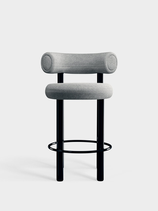Polished Black Steel & Kvadrat Hallingdal 65 Grey 0116 / 65cm / Kvadrat Hallingdal 65 - Grey (0116)