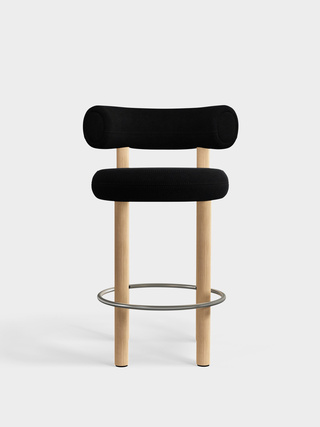Brushed Natural Wood & Black Kvadrat Hallingdal 65 Wool Blend / 65cm / Kvadrat Hallingdal 65 - Black (0190)