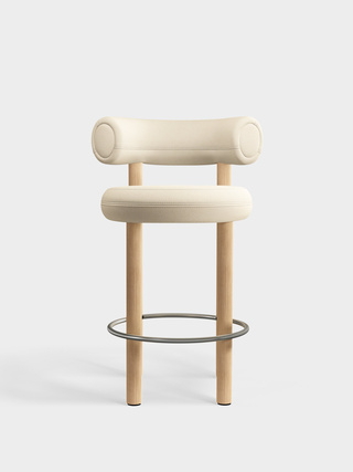 Brushed Natural Wood & Bright White Kvadrat Hallingdal 65 Wool Blend / 65cm / Kvadrat Hallingdal 65 - Bright White (0100)