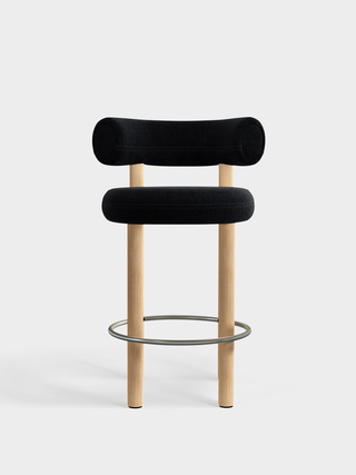 Brushed Natural Wood & Black Kvadrat Gentle Velvet / 65cm / Kvadrat Gentle - Black (0193)