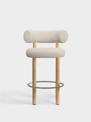 Brushed Natural Wood & Bright White Kvadrat Elle Boucle / 65cm / Kvadrat Elle - Bright White (0200)