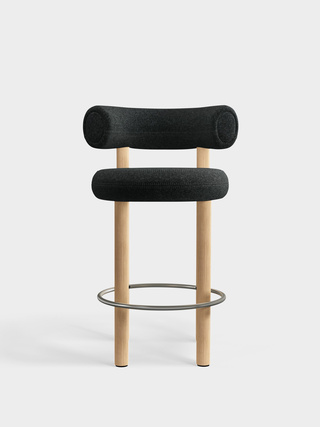 Brushed Natural Wood & Dark Grey Kvadrat Divina Melange Wool / 65cm / Kvadrat Divina Melange - Dark Grey (180)