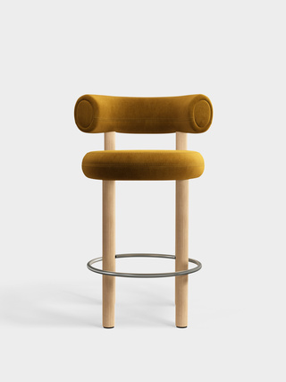 Brushed Natural Wood & Gold Royal Velvet / 65cm / Royal - Gold (132)