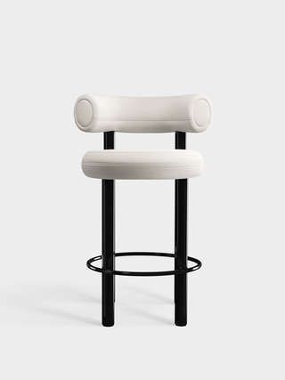 Polished Black Steel & Coconut Linara Linen / 65cm / Linara - Coconut (138)