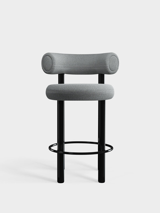 Polished Black Steel & Mid Grey Kvadrat Hallingdal 65 Wool Blend / 65cm / Kvadrat Hallingdal 65 - Mid Grey (0130)