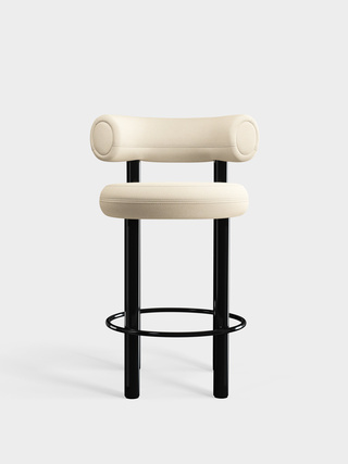 Polished Black Steel & Bright White Kvadrat Hallingdal 65 Wool Blend / 65cm / Kvadrat Hallingdal 65 - Bright White (0100)