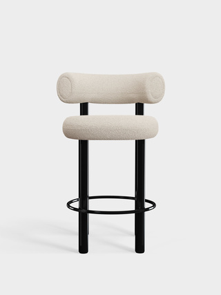 Polished Black Steel & Bright White Kvadrat Elle Boucle / 65cm / Kvadrat Elle - Bright White (0200)