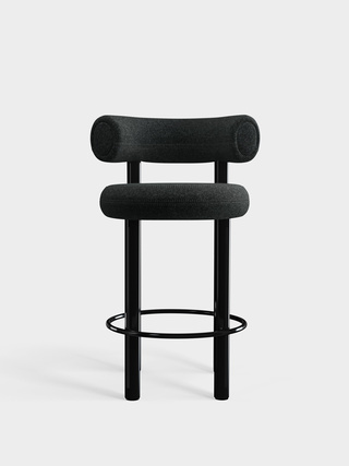 Polished Black Steel & Dark Grey Kvadrat Divina Melange Wool / 65cm / Kvadrat Divina Melange - Dark Grey (180)