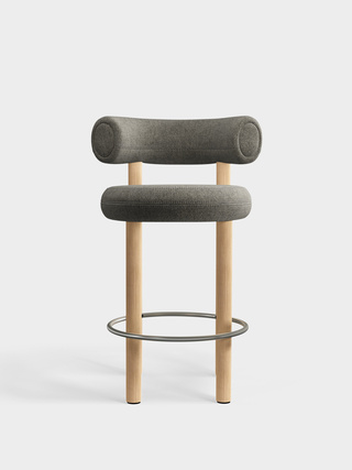 Brushed Natural Wood & Grey Kvadrat Melange Nap Wool / 65cm / Kvadrat Melange Nap - Grey (111)