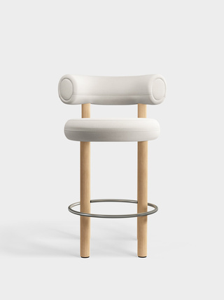 Brushed Natural Wood & Coconut Linara Linen / 65cm / Linara - Coconut (138)