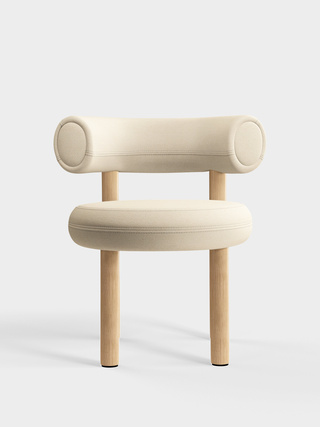 Brushed Natural Wood & Bright White Kvadrat Hallingdal 65 Wool Blend / Kvadrat Hallingdal 65 - Bright White (0100)