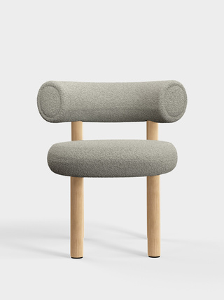 Brushed Natural Wood & Grey White Kvadrat Elle Boucle / Kvadrat Elle - Grey White (0230)