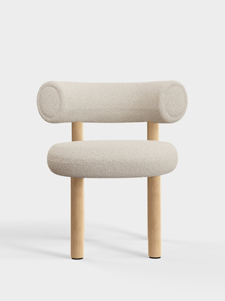 Brushed Natural Wood & Bright White Kvadrat Elle Boucle / Kvadrat Elle - Bright White (0200)