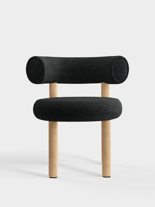 Brushed Natural Wood & Dark Grey Kvadrat Divina Melange Wool / Kvadrat Divina Melange - Dark Grey (180)
