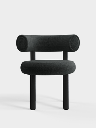 Black Wood & Dark Grey Kvadrat Melange Nap Wool / Kvadrat Melange Nap - Dark Grey (0191)
