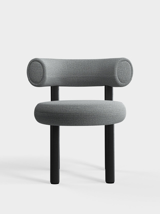 Black Wood & Mid Grey Kvadrat Hallingdal 65 Wool Blend / Kvadrat Hallingdal 65 - Mid Grey (0130)