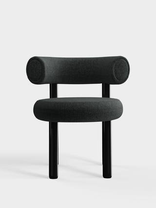 Polished Black Steel & Dark Grey Kvadrat Melange Nap Wool / Kvadrat Melange Nap - Dark Grey (0191)